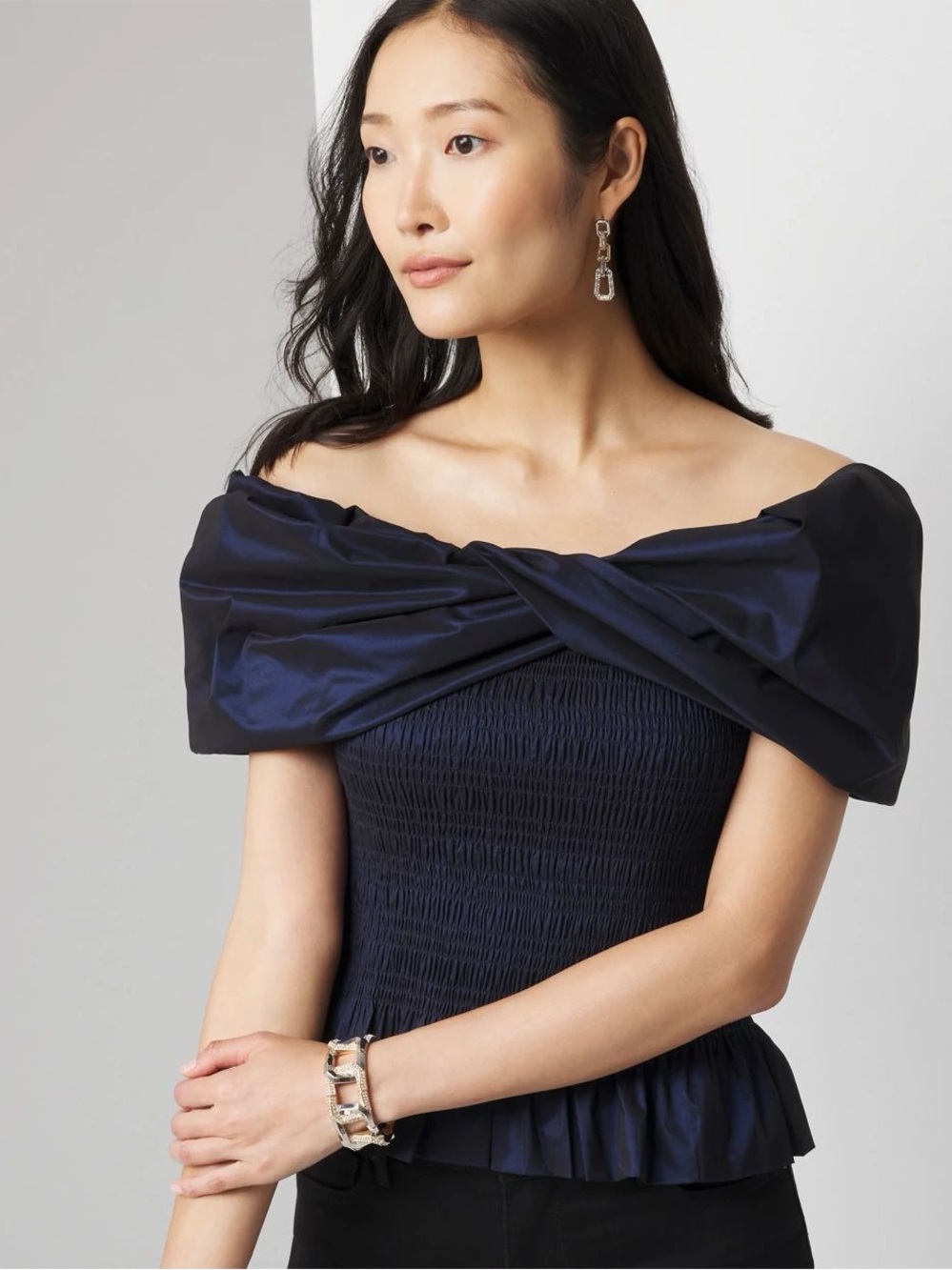 White House Black Market Off-the-Shoulder Taffeta Bustier 8